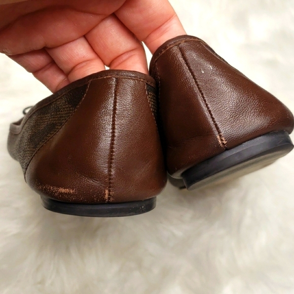 Michael Kors Brown Monogram Logo Bow Flats Size 10 - Picture 8 of 11